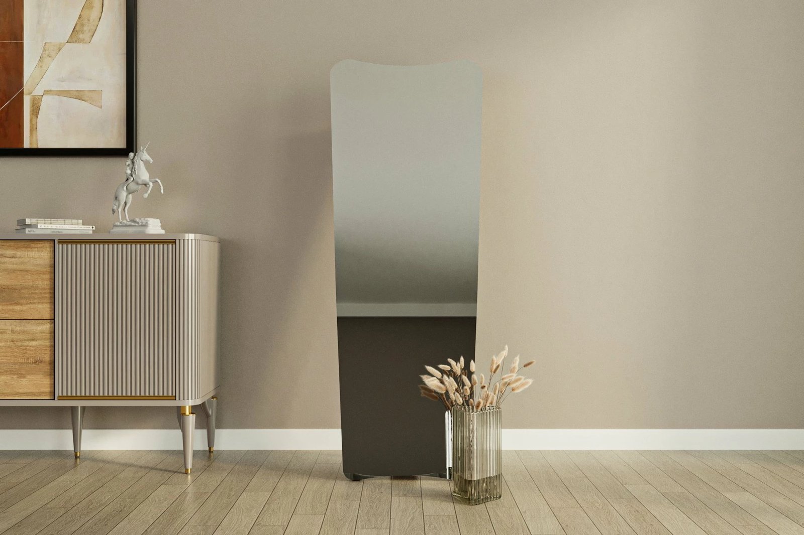 Pasqyrë Hanah Home, Vitros, ngjyrë e zezë, 55x150x2.2cm