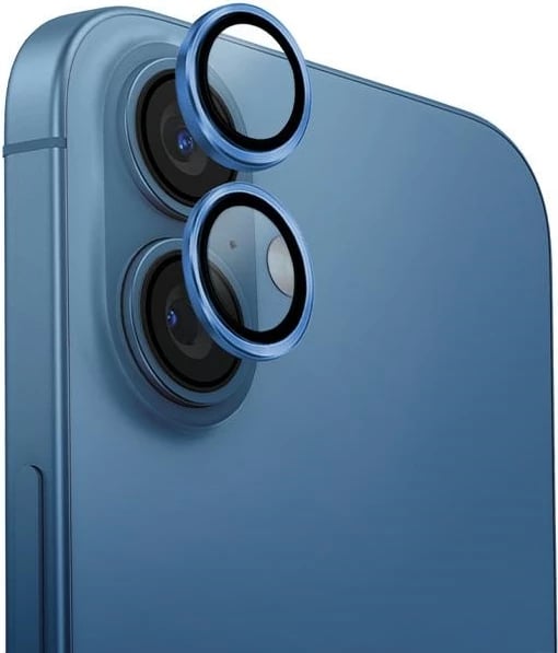 Mbrojtës lente kamere, UNIQ, Optix Aluminum, xham i temperuar 9H, për iPhone 16 / iPhone 16 Plus, bezhë, me aplikues