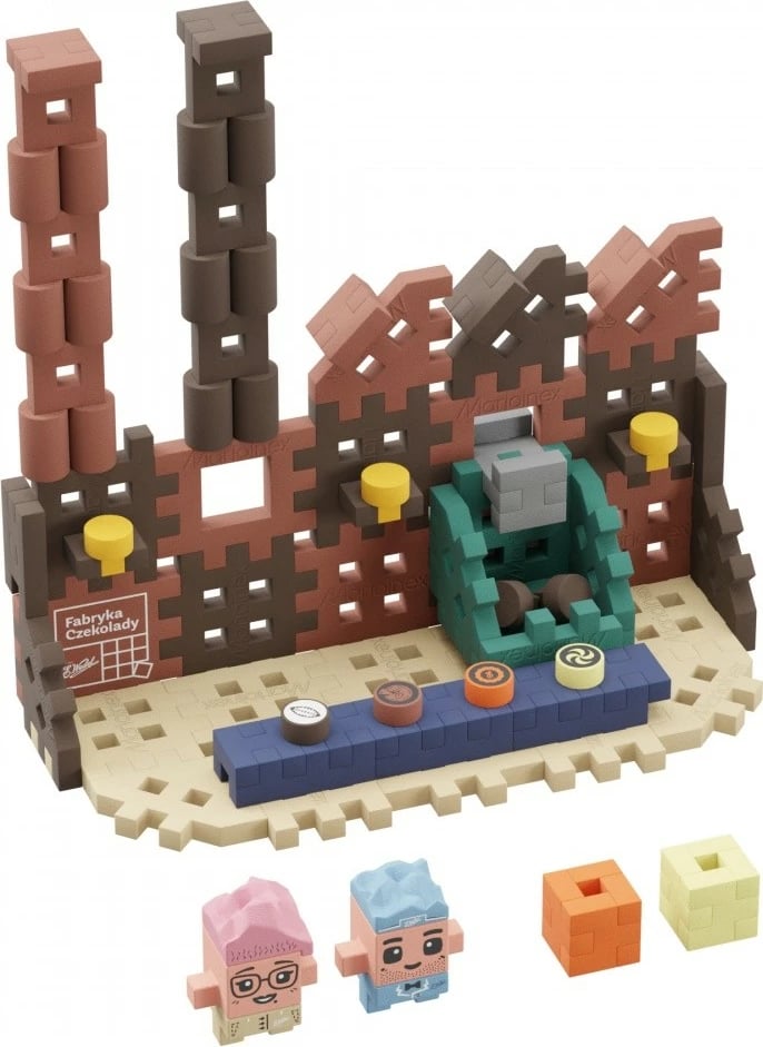 Set lodrash ndërtimi Marioinex Mini Waffle, 100 elemente, Fabrika e Çokollatës, shumëngjyrëshe