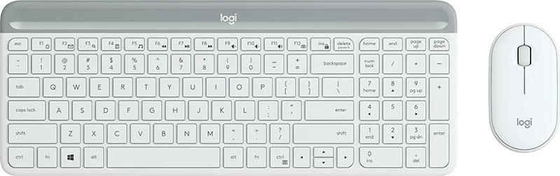 Kombo maus dhe tastierë Logitech MK470 Slim, Full-size (100%), Wireless, RF Wireless, QWERTZ, Bardhë