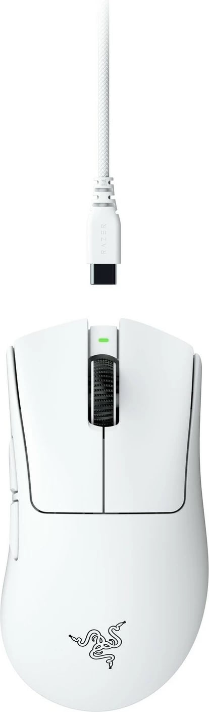 Maus Razer DeathAdder V4 Pro, wireless & USB-C, 45K DPI, 6 taste, i bardhë