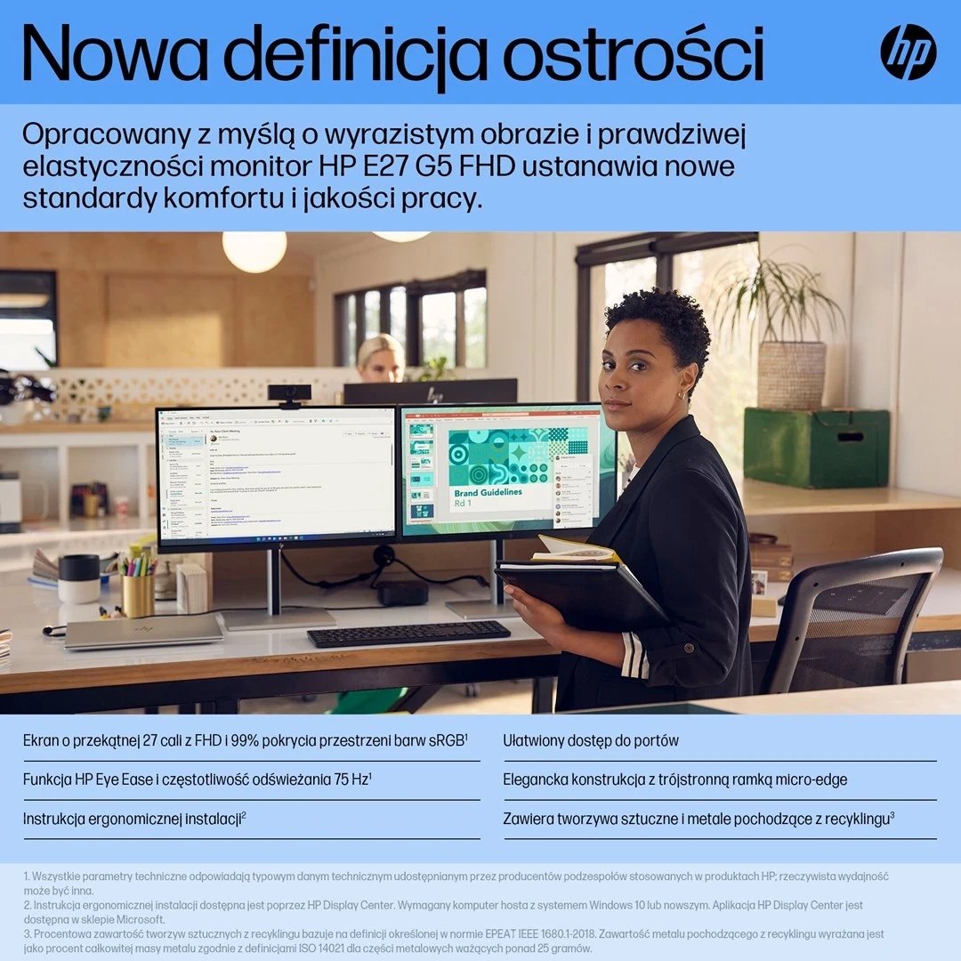 Monitor HP E27 G5, 27", Full HD, 75Hz, i zi/argjend