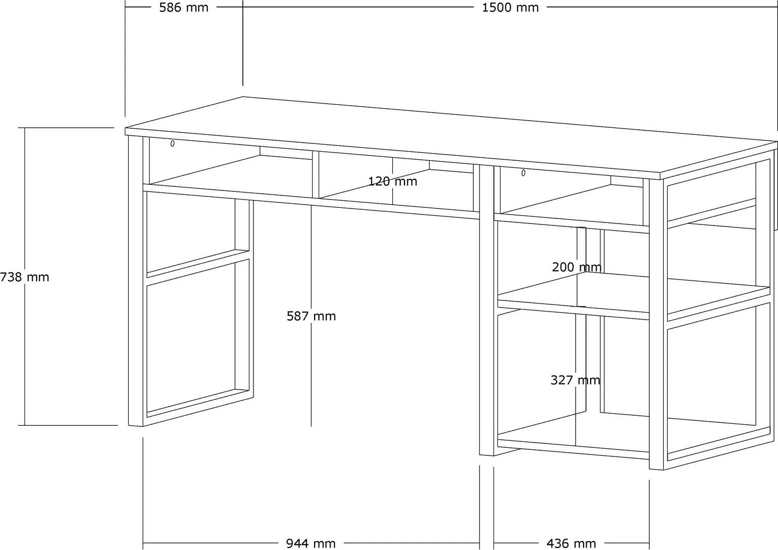 Tavolinë pune Hanah Home, Emro, e bardhë me të artë