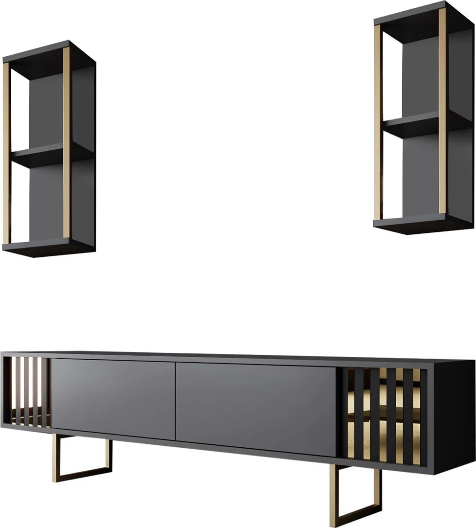 Komodë TV Hanah Home, Gold Line, antracit, e zezë