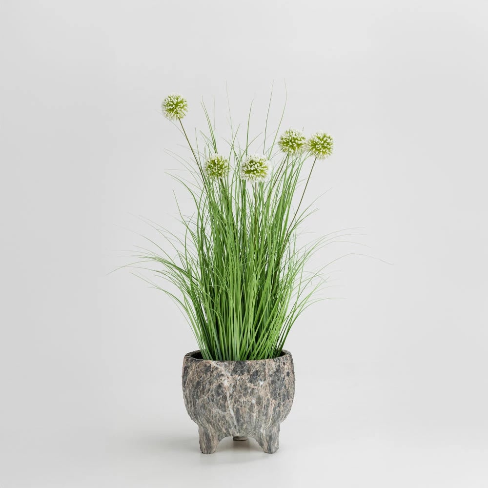 Vazo lulesh ROCKY, qeramike, antracit-bezhë, 27x27x23cm