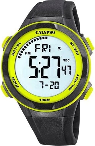 Orë dore sportive CALYPSO K5780/1, e zezë dhe e verdhë