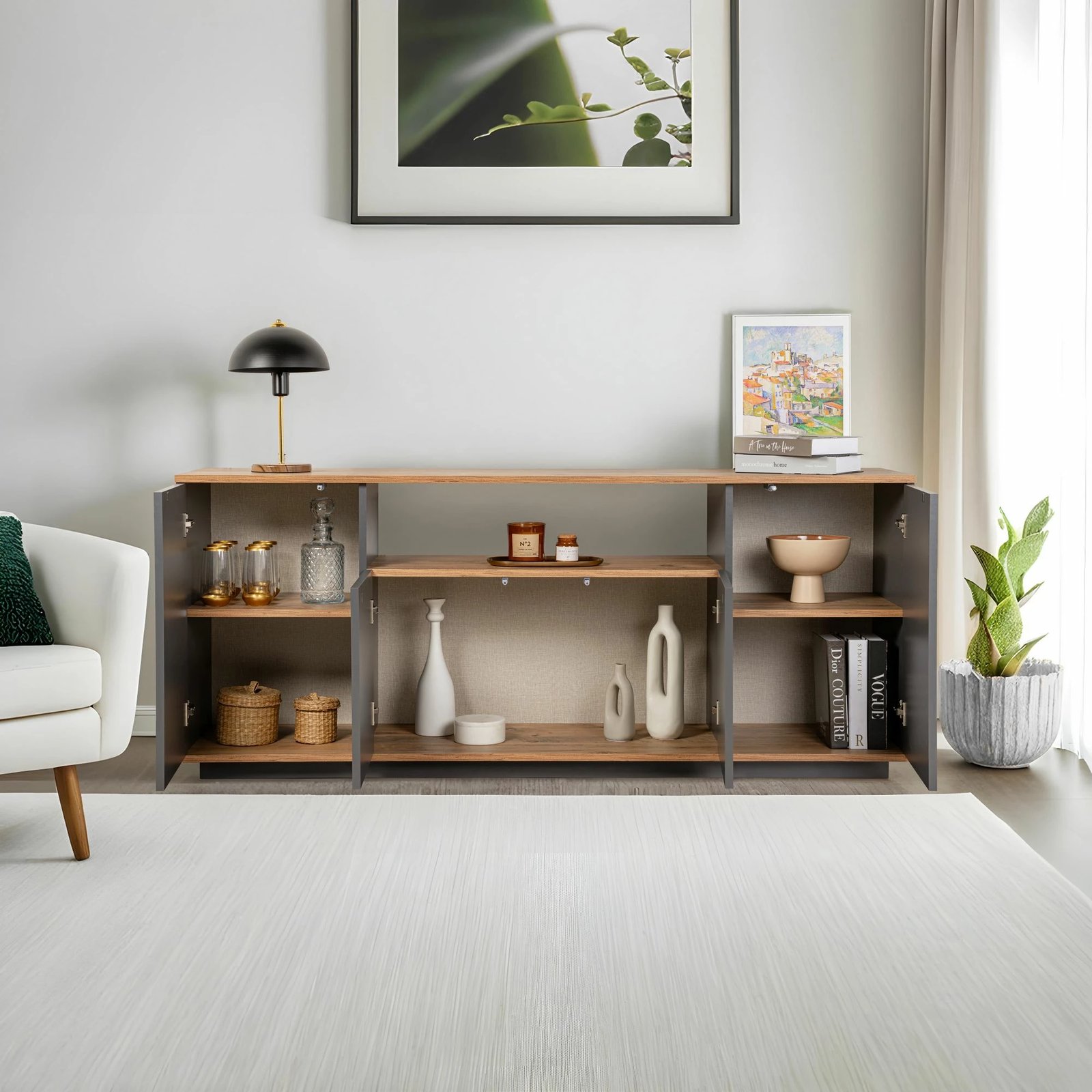 Konsol Skye Decor, ngjyrë antracit dhe Atlantic Pine