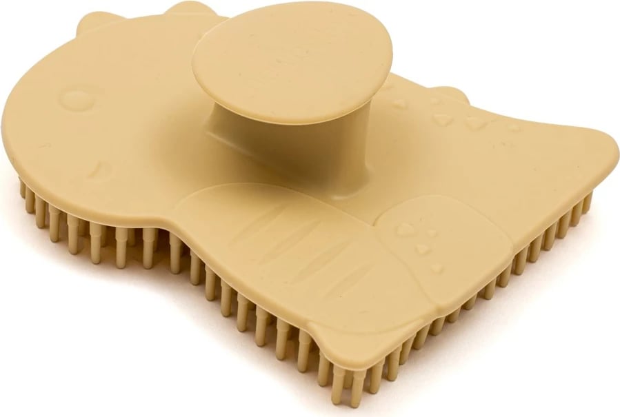 Furçë dushi silikoni bebe, New Baby, formë dinosauri, 8 x 11 cm, beige