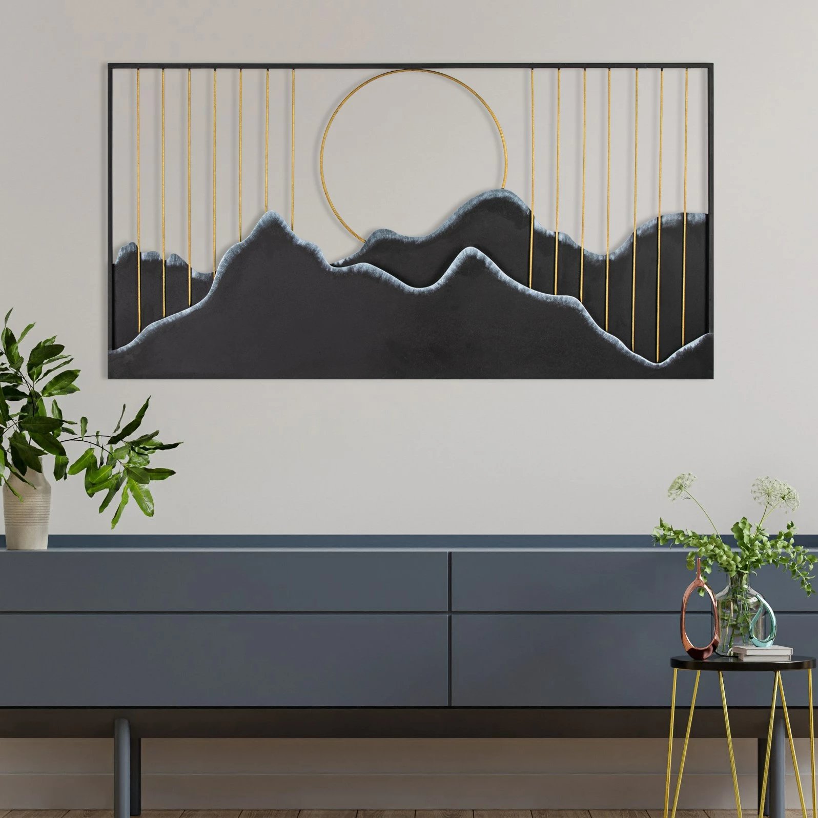 Aksesor dekorativ metalik për mur Wallity, Sagarmatha - shumëngjyrësh