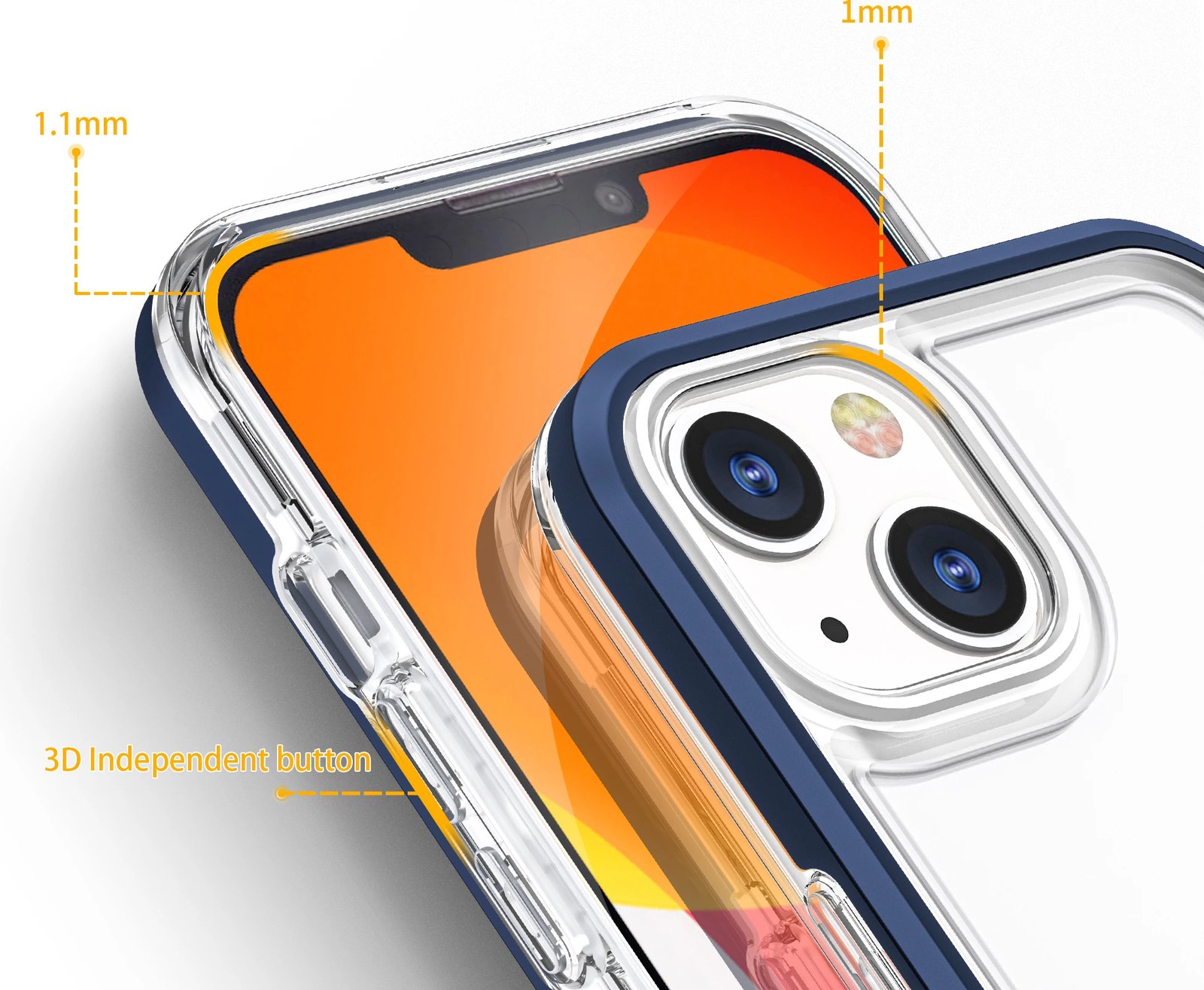 Mbështjellës Hurtel Hybrid Armor Clear 3in1 për iPhone 13 mini, Kaltër/Transparent
