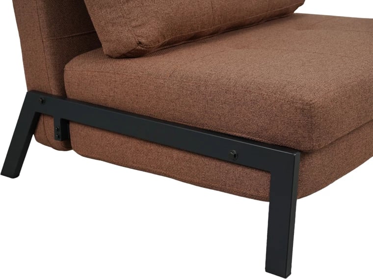 Poltronë-krevat Fancy, material tekstili, ngjyrë kafe, këmbë të zeza, 95x98x70cm