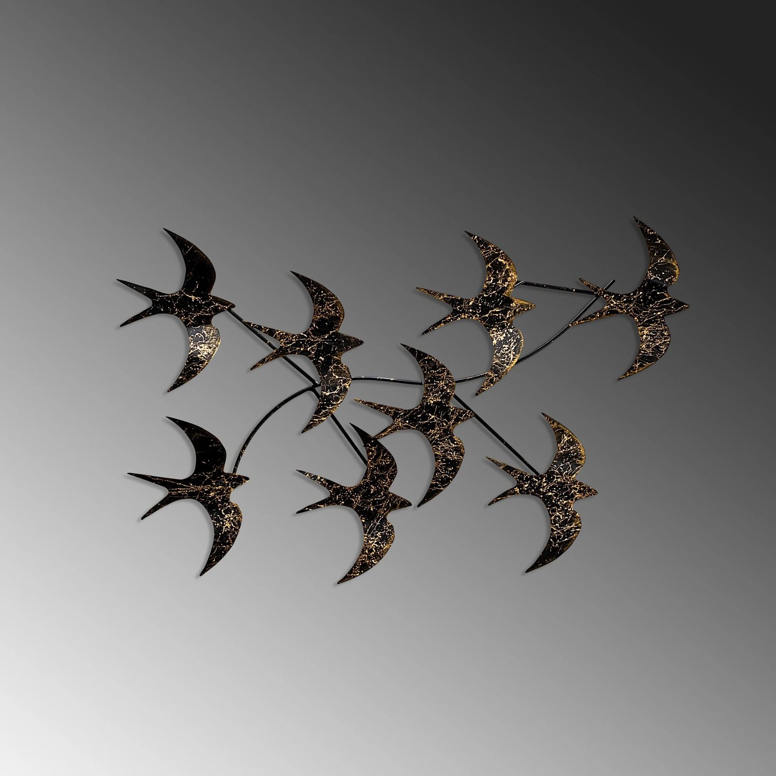 Aksesor dekorativ metalik për mur, zogj fluturues, Wallity, shumëngjyrësh