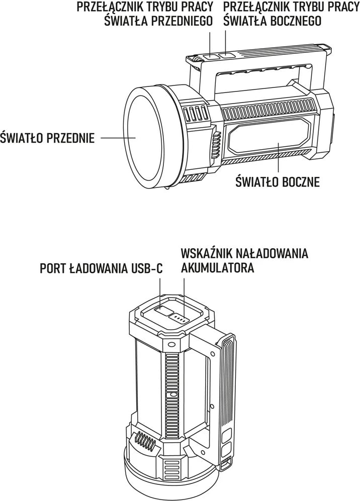 Latarka dore Montis MT146, LED 20W, 4800 mAh, e zezë
