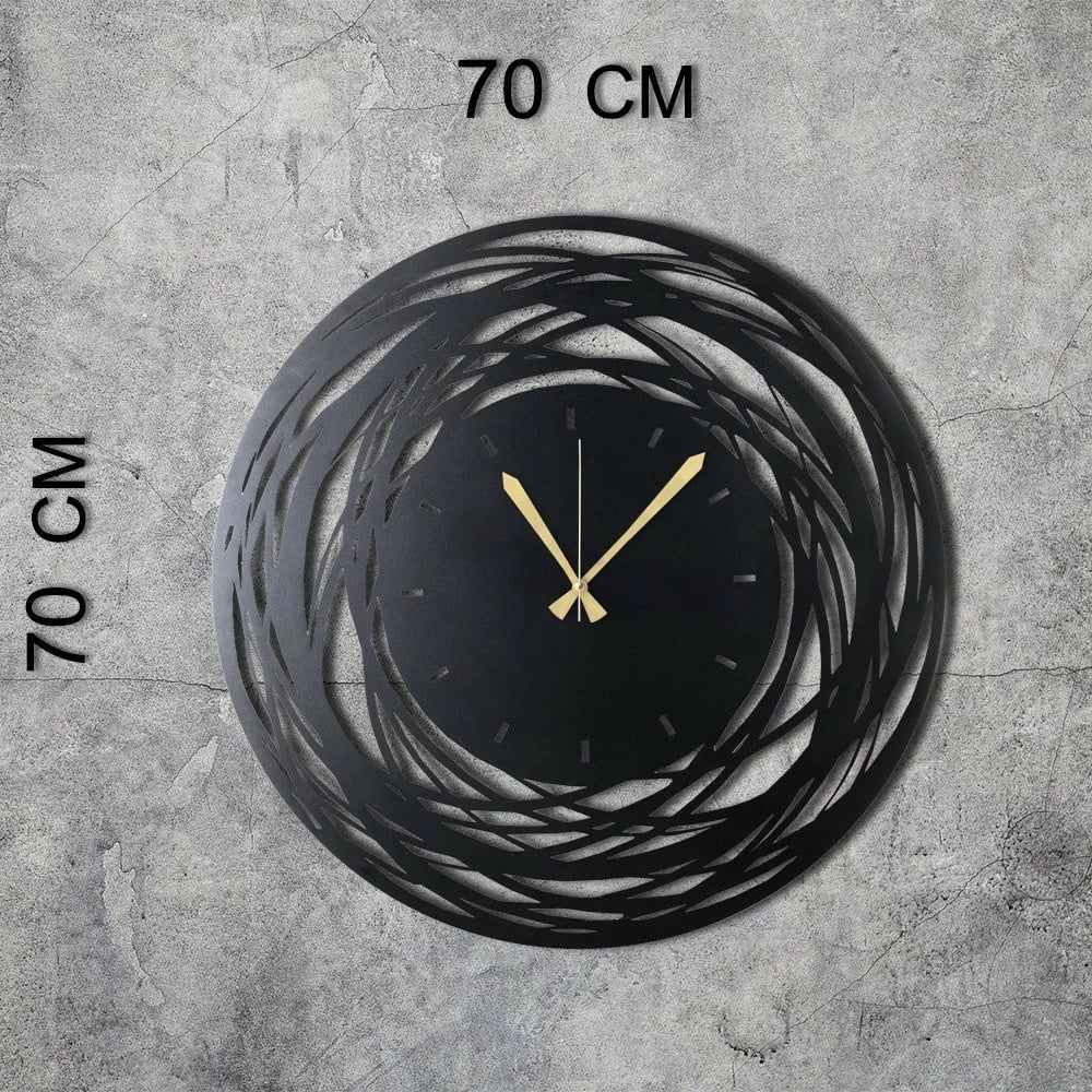 Orë muri dekorative prej metali, Wallity, WATCH-043, e zezë, 70x70cm