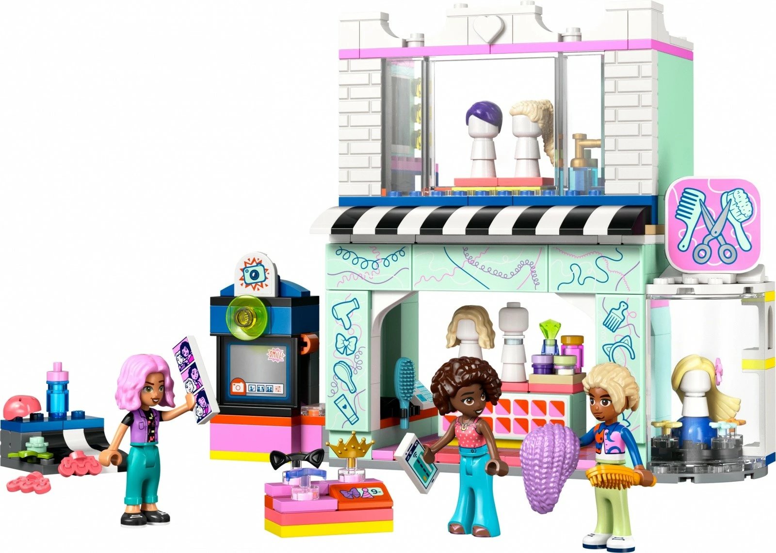 Set lodrash LEGO Friends 42662, Sallon flokësh dhe Dyqan aksesorësh, 347 pjesë, për fëmijë, shumëngjyrësh