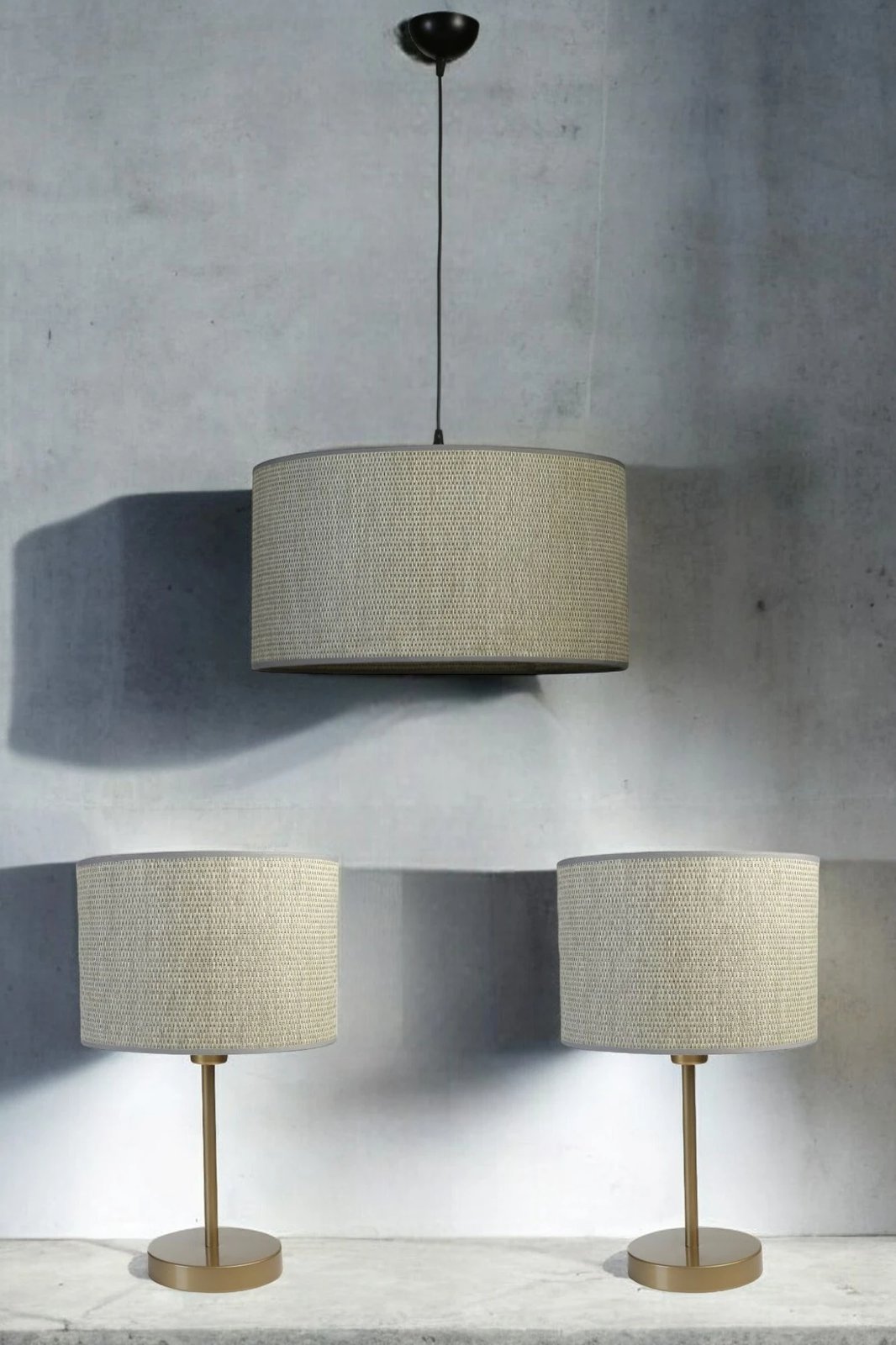 Set llambë tavani dhe tavoline Opviq, 8870-6, krem dhe ari