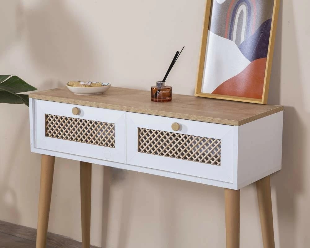 Komodë Skye Decor, ngjyrë e bardhë dhe lis, Goose