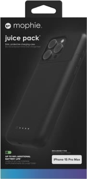 Mbështjellës Mophie Juice Pack për iPhone 15 Pro Max, 3000 mAh, i zi