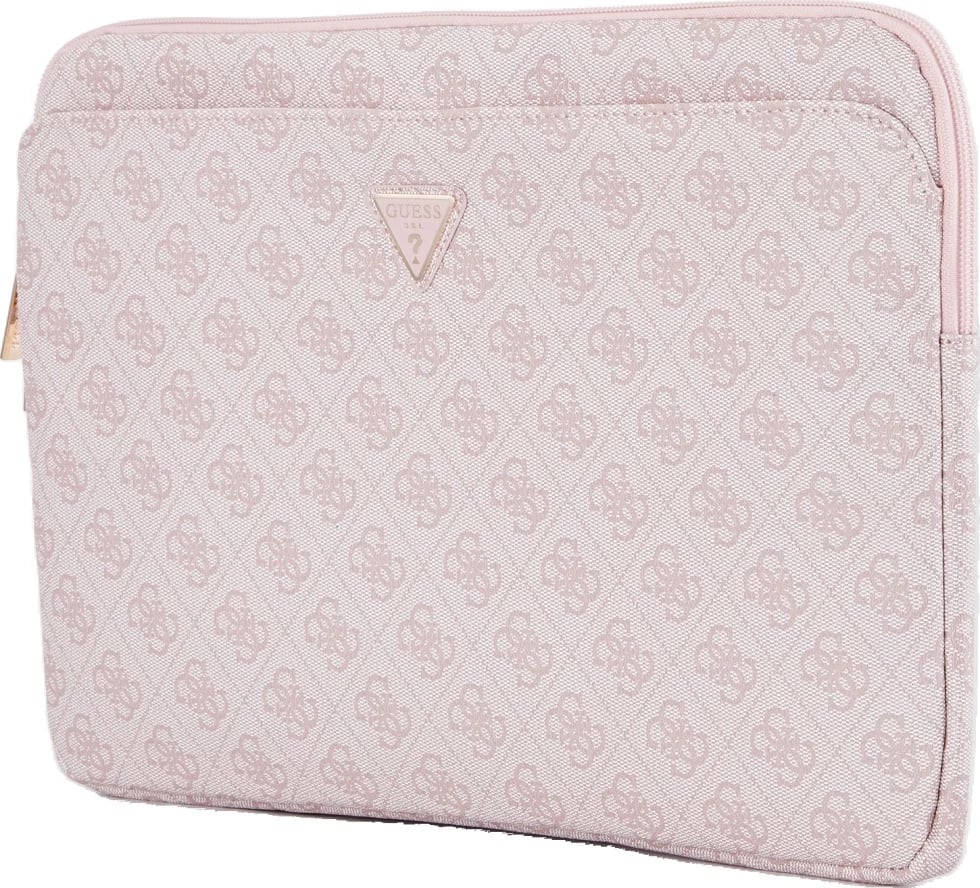 Mbështjellës laptopi Guess 4G Zipper Pocket Triangle Logo, 14", Rozë