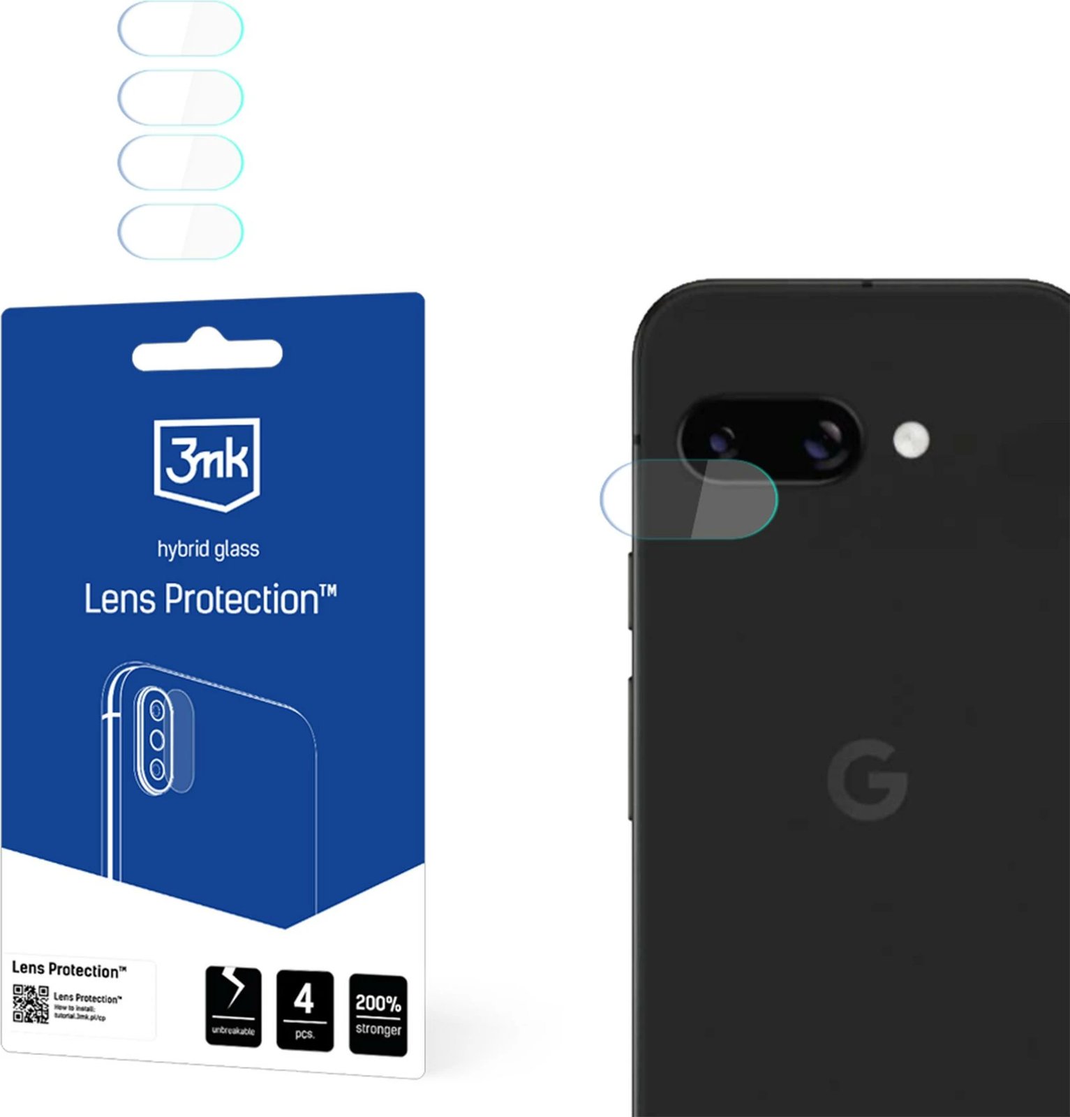 Mbrojtës xhami për kamerë 3mk Protection për Google Pixel 9A, 4 copë