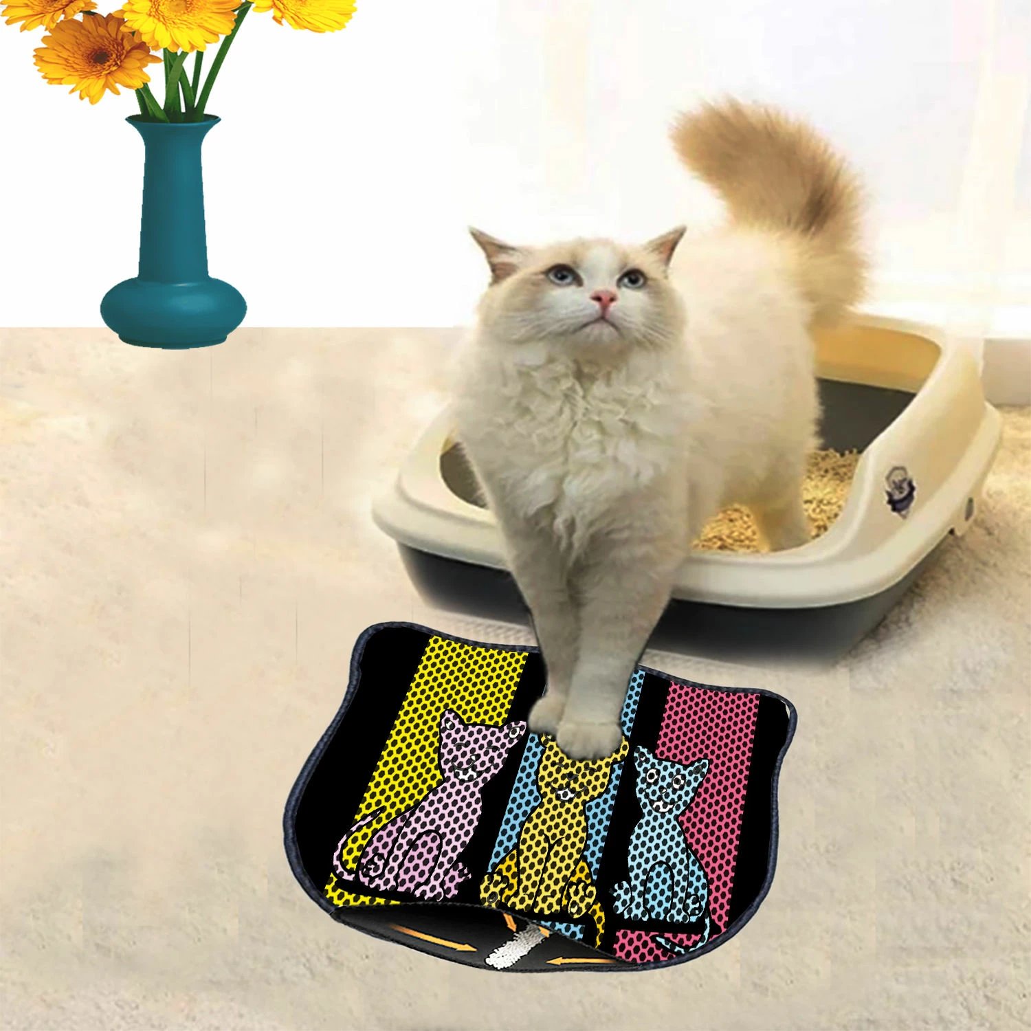 Tapet për rërë mace, shumëngjyrësh, Paws & Whiskers, Kdkafa0005, 40x50cm