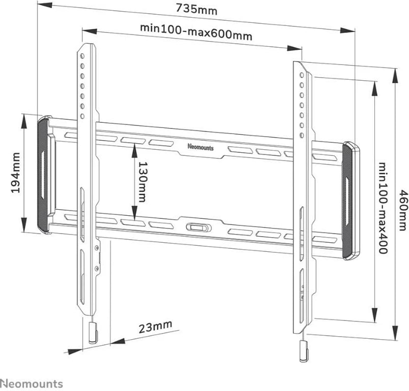 Mbajtëse muri Neomounts WL30-550BL16 për TV/monitor 40-75", Metal, E zezë
