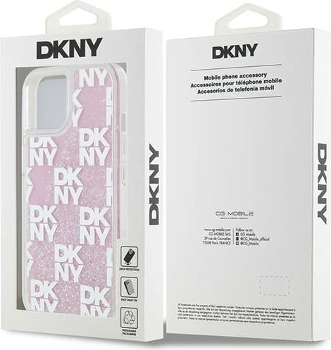 Mbështjellës DKNY Liquid Glitter Multilogo për iPhone 15/14/13, Rozë