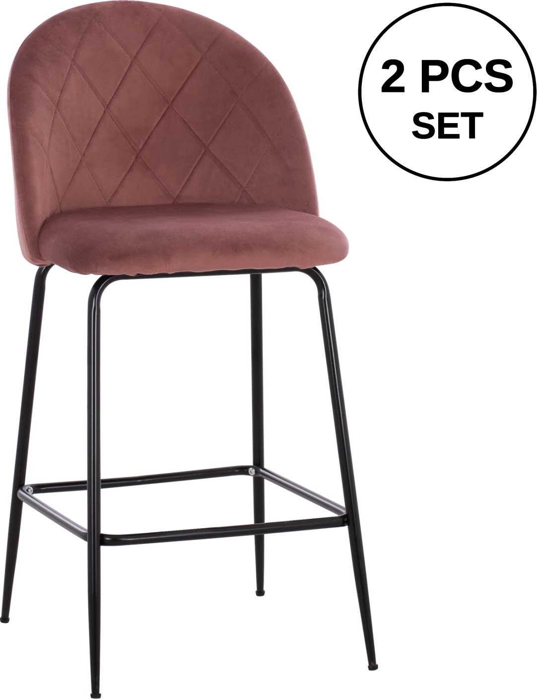 Karrige për bar ODED, lartësi mesatare, FH8732.12, këmbë metali & kadife ngjyrë molle të kalbur, 45x53x98 cm, set prej 2 copë