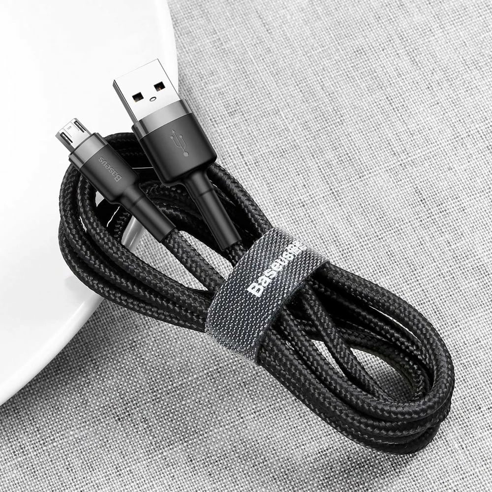 Kabllo Baseus Cafule CAMKLF-AG1, USB-A në micro USB, 0.5m, 2.4A, e zezë-gri