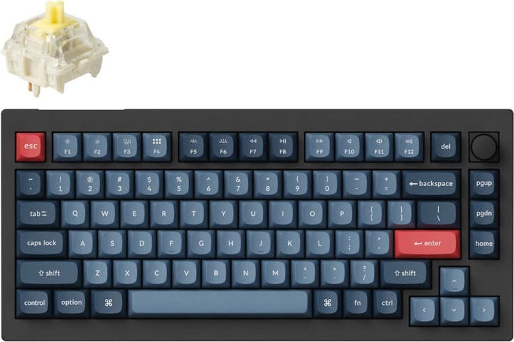 Tastierë mekanike wireless Keychron V1 Max, RGB, Gateron Jupiter Banana Switch, 75%, e zezë