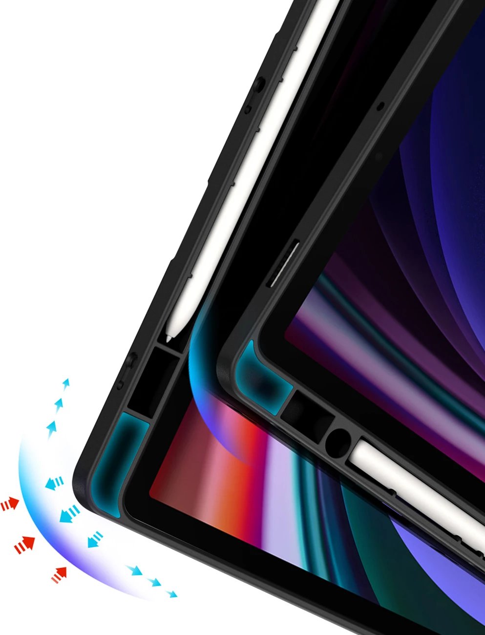 Mbështjellës tabletë Dux Ducis Magi për Samsung Galaxy Tab S10 FE/S9/S9 FE, me mbajtëse stylus, e zezë