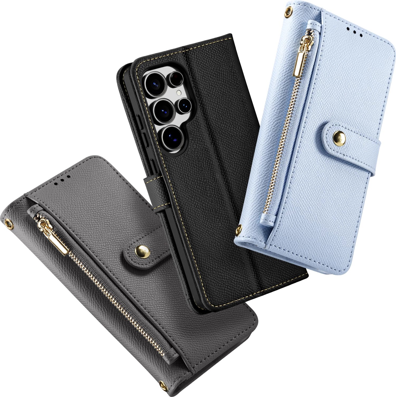 Mbështjellës Dux Ducis Lawa për Samsung Galaxy S25 Ultra, lëkurë, me portofol magnetik të ndashëm, i zi