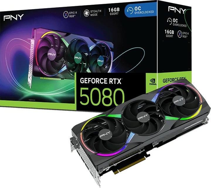 Kartelë grafike PNY GeForce RTX 5080, 16 GB, GDDR7, PCI Express x16 5.0, Multi