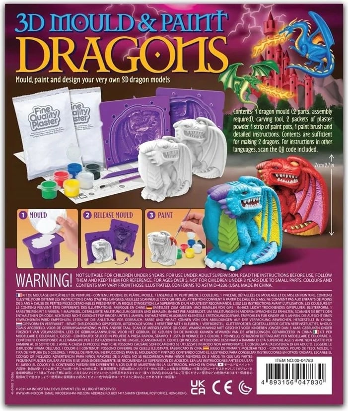 Set kreativ gipsi 4m, 4783, për dinosaurë, shumëngjyrësh