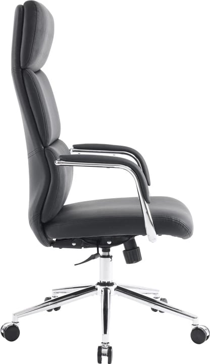 Karrige menaxheri për zyre Bendona, lëkurë sintetike e zezë, 71x78x119-127cm