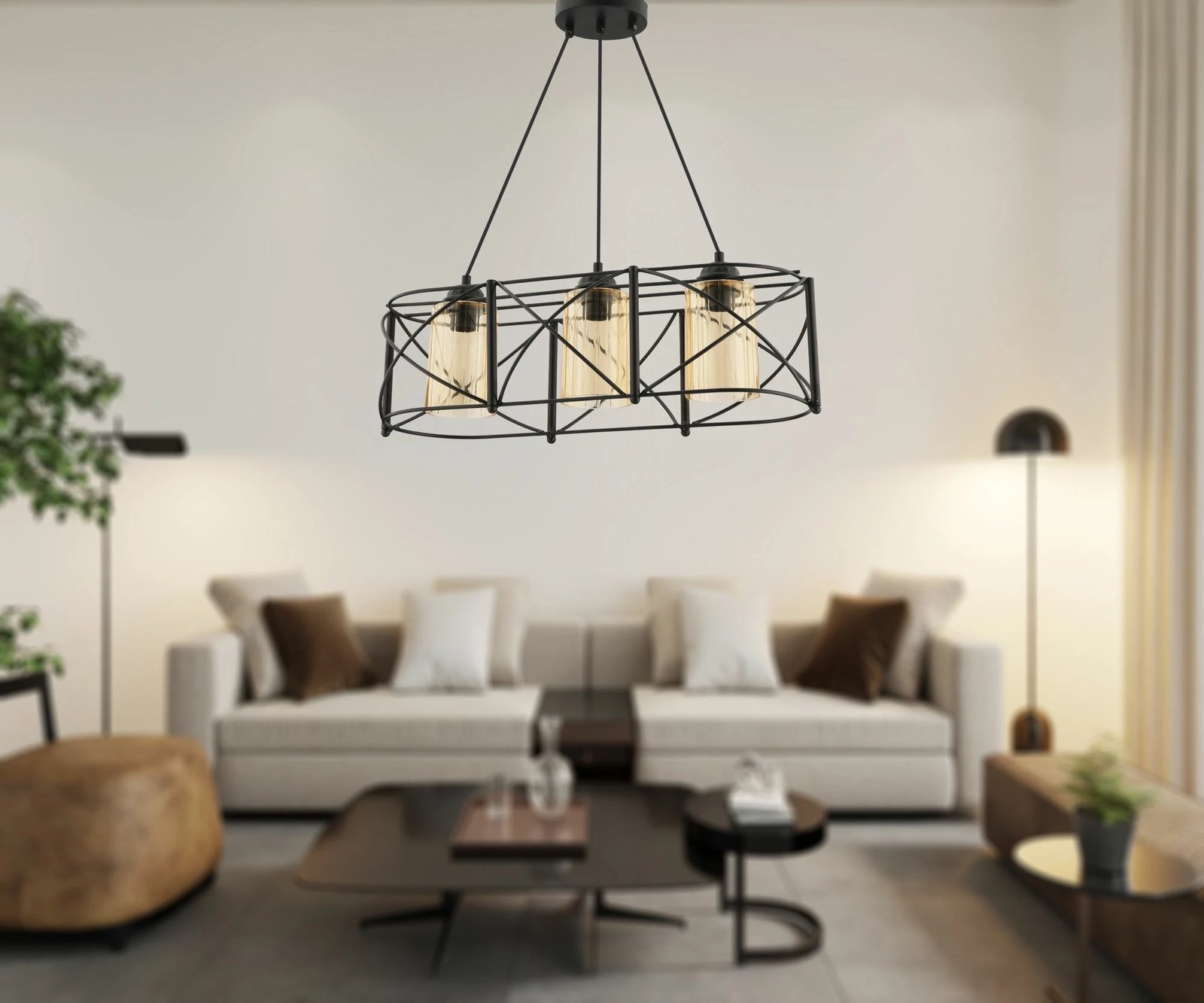 Llambë tavani Opviq, Dratrio, xham, e zezë, e verdhë