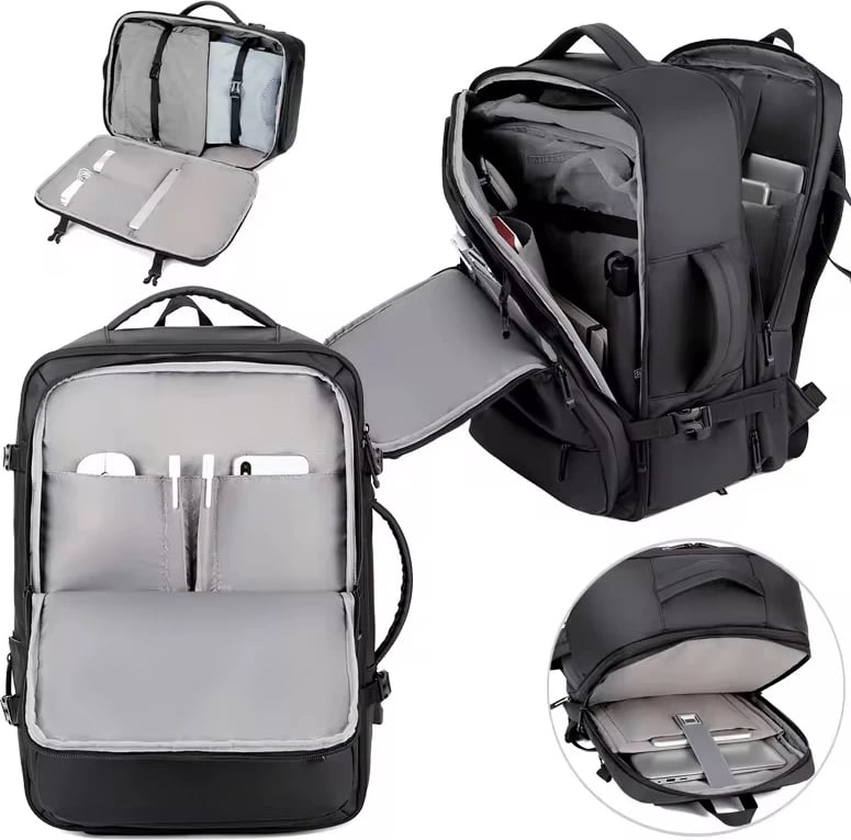 Çantë shpine, 45x30x20-25 cm, e zezë