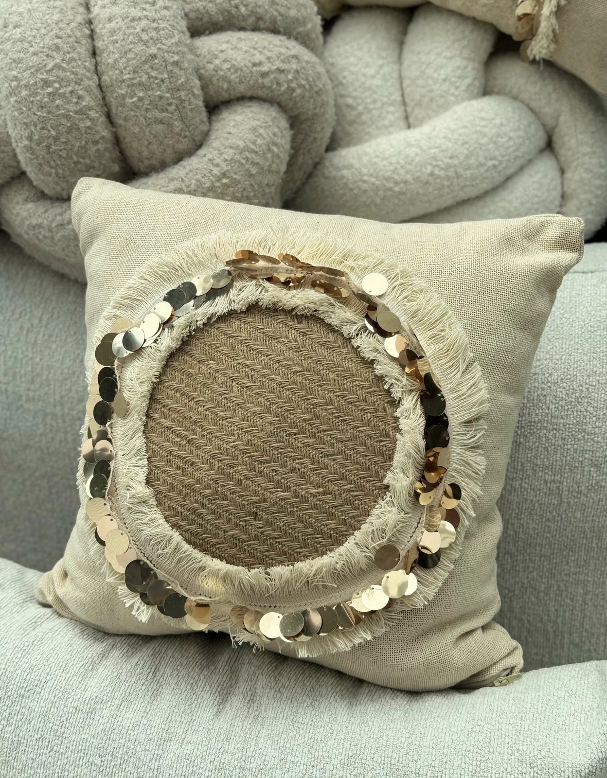 Jastëk dekorativ, mbulesë, ngjyrë bezhë, KET010, 43x43cm