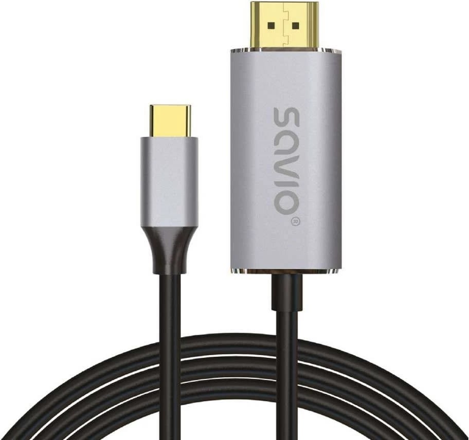 Kabllo USB-C Savio në HDMI CL-170, 1m,  hiri