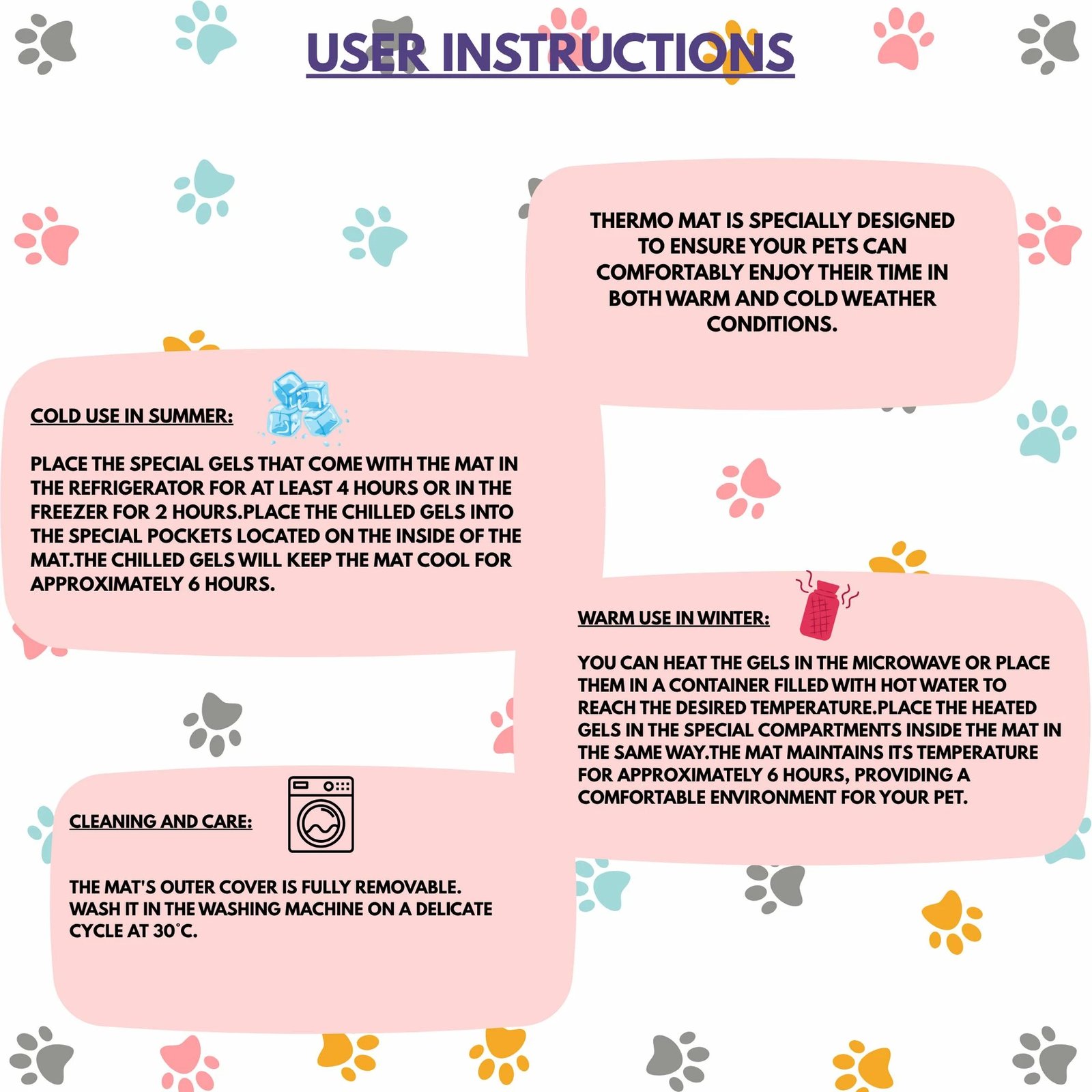 Shtrat për kafshë, Paws & Whiskers, termo dyshek, 60x80, ngjyrë e gjelbër