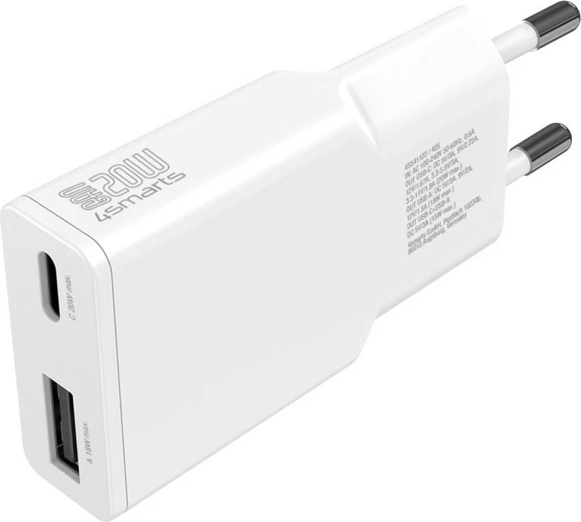 Karikues universal 4smarts 541509, 20W, 1.5m, Type-C në Type-C, i bardhë