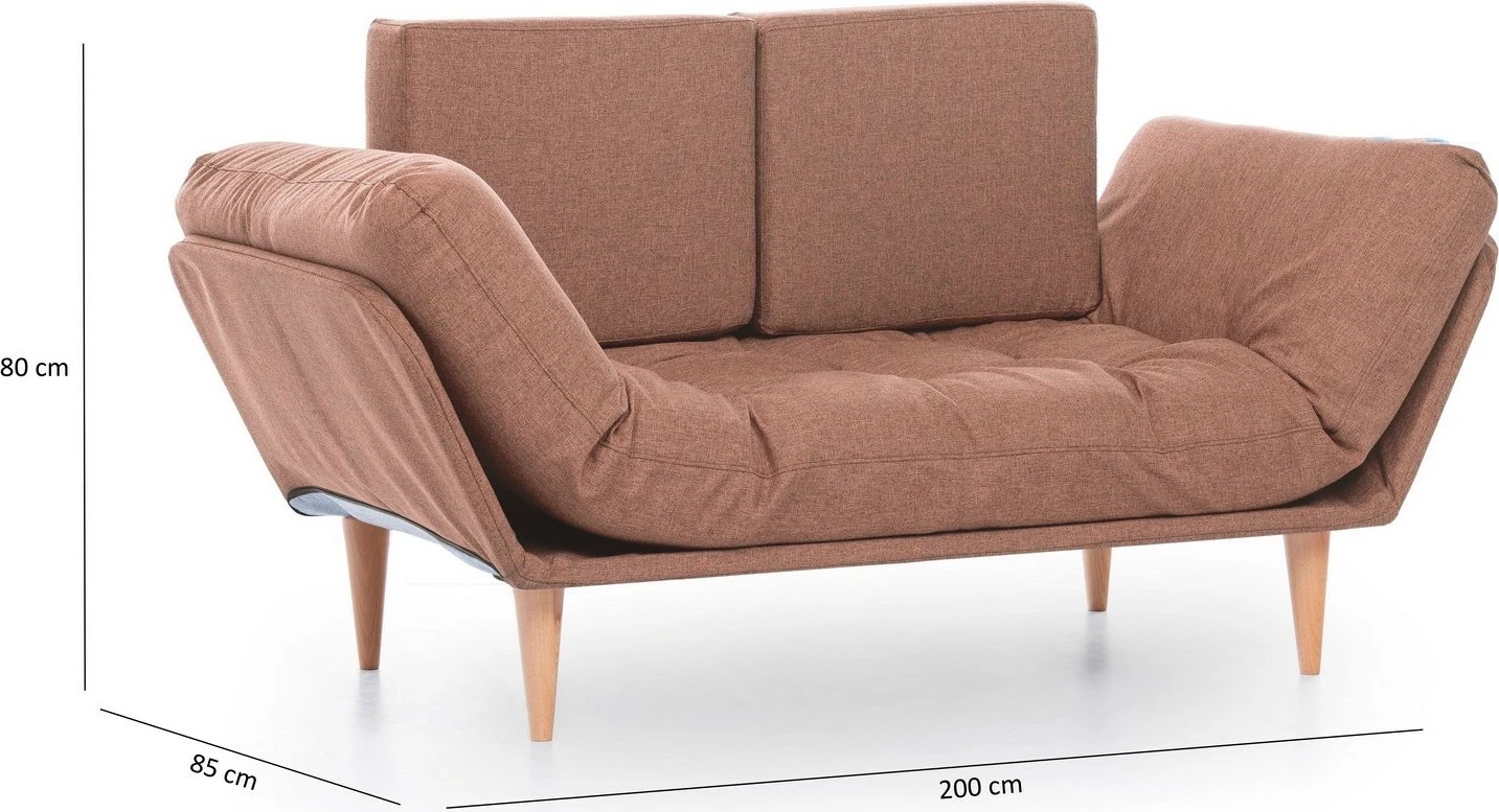 Sofabed 3-vendësh Atelier del Sofa, Nina Daybed, ngjyrë kafe e çelët, GR102