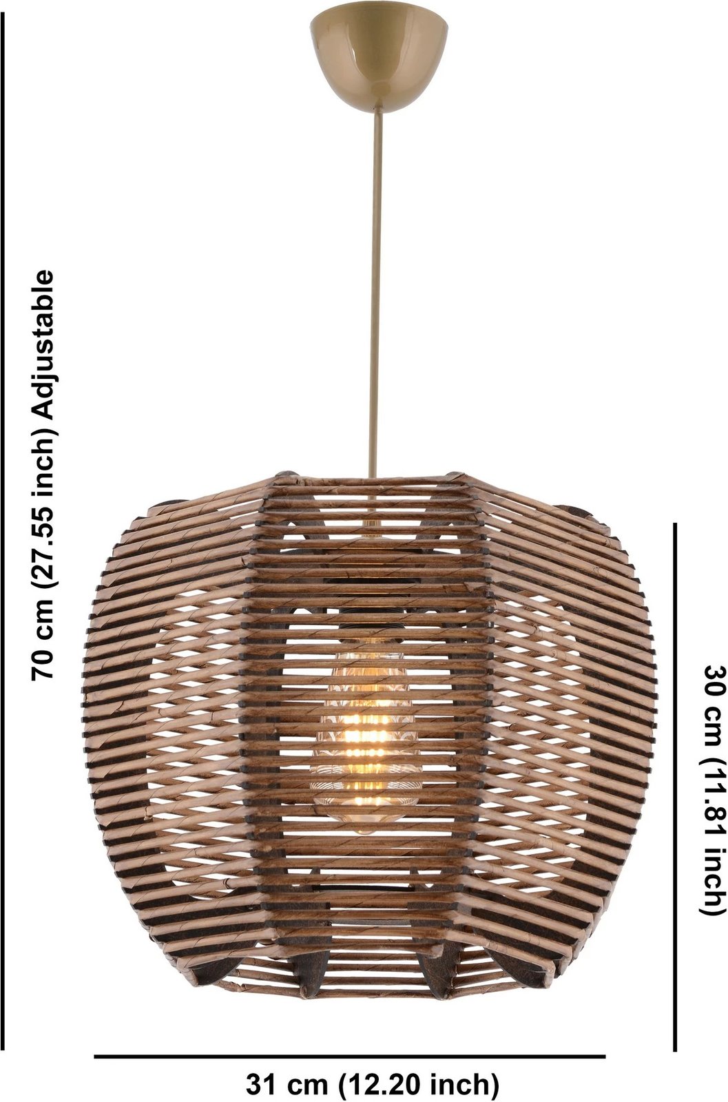 Llambë tavani prej druri, kapak bambuje, ngjyrë kafe, Opviq Neta