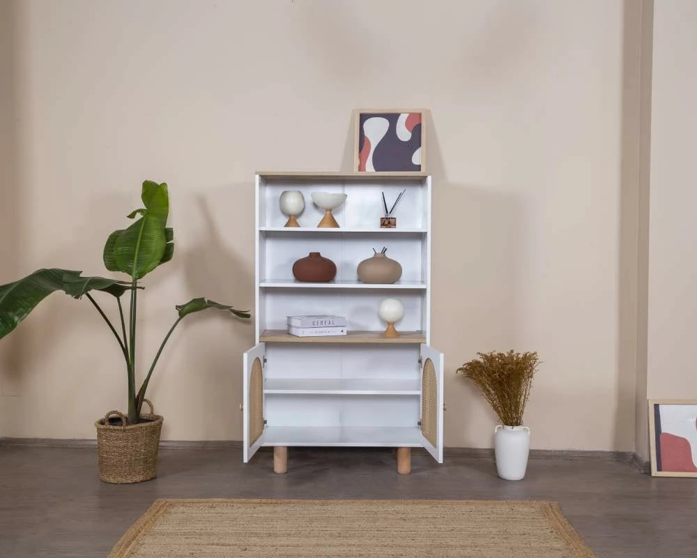 Raft librash Skye Decor, bohem, bardhë dhe lis