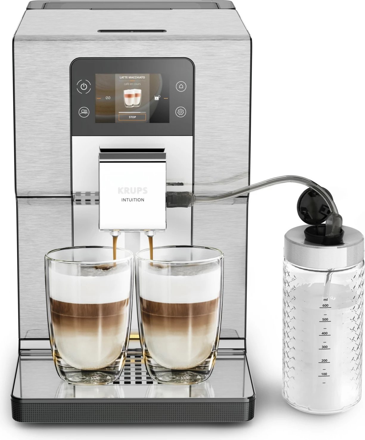 Aparat kafeje Krups Intuition Experience+ EA877D, 3L, mulliri i integruar, ekran me prekje, ngjyrë e zezë/çelik