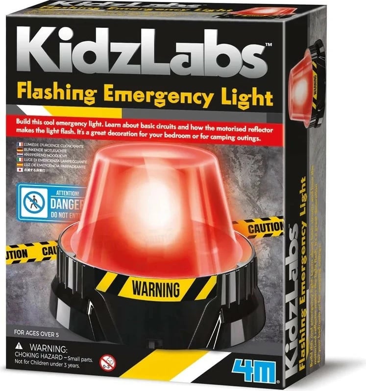 Set edukativ 4m KidzLabs Flashing Emergency Light, për ndërtim drite emergjente, pa bateri, për fëmijë