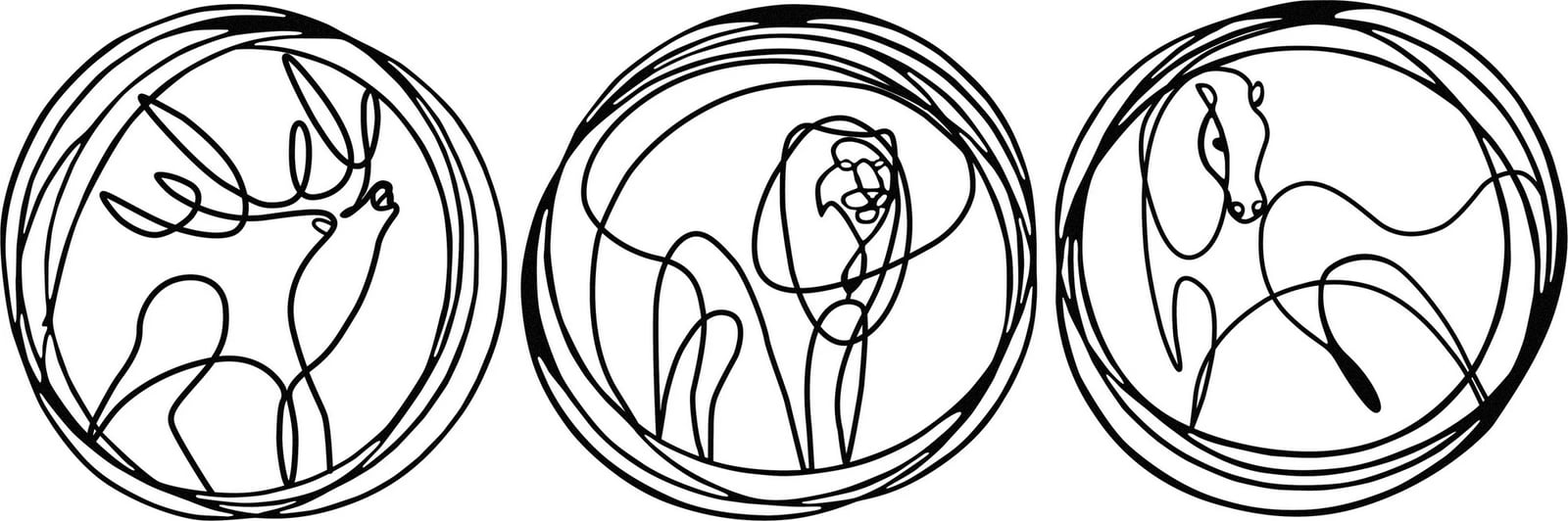 Aksesor dekorativ metalik për mur, dizajn dreri, luani, kali, ngjyrë e zezë, 152x50cm