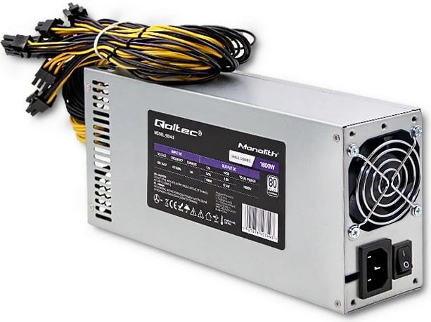 Kasë Qoltec 50349, 1800W, 80 Plus Platinum, për data mining
