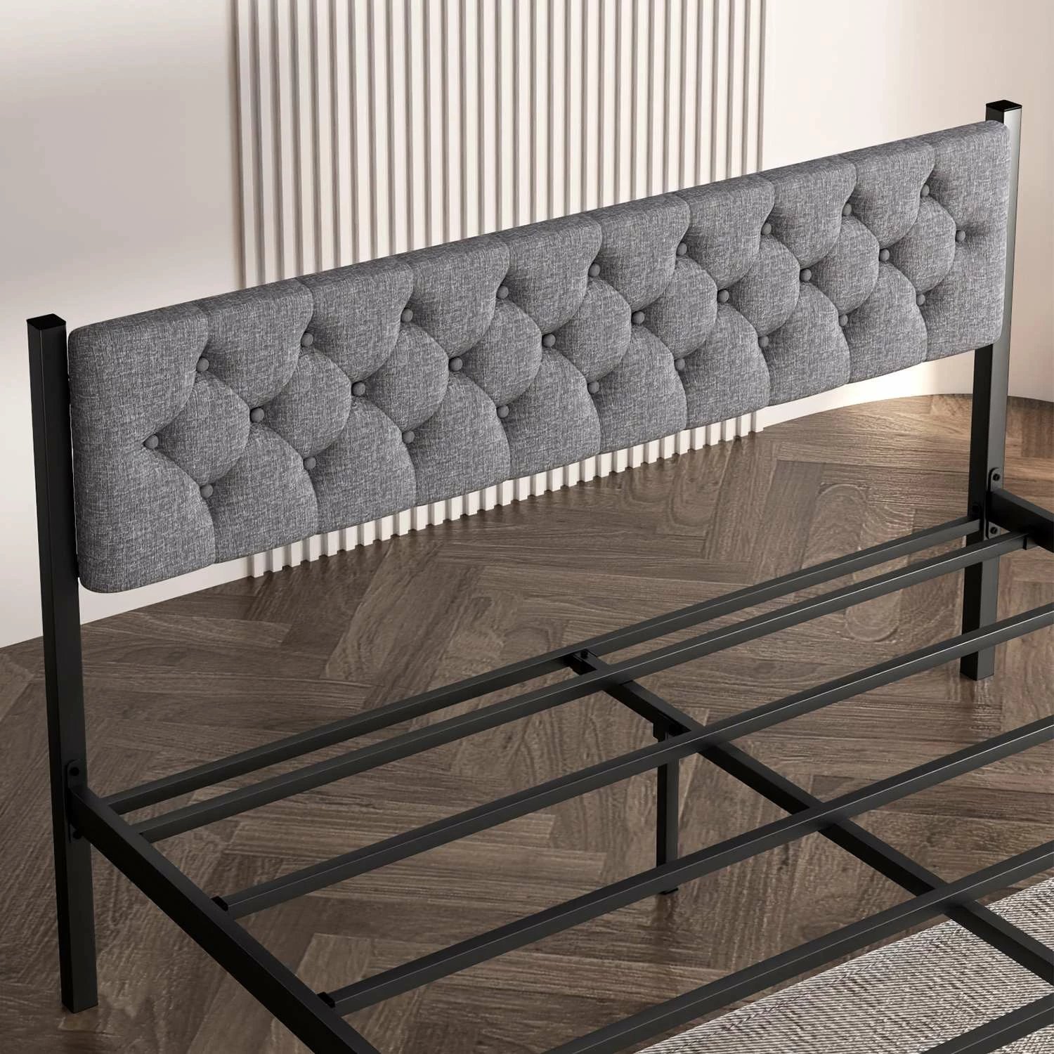 Krevat dopio, metal, ngjyrë gri, Skye Decor, 140x200