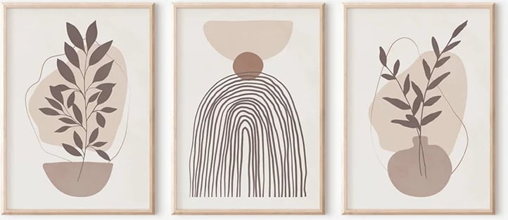 Set pikturash murale në kornizë Frendy, triptik, print digjital, 33x1.5x48cm